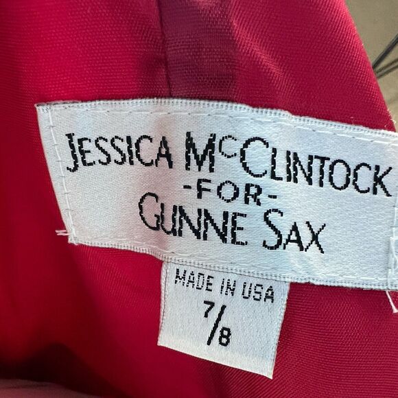 Vtg Jessica Mcclintock Gunne Sax Dress Size 8 Strapless Fit Flare Red Black NWOT - Picture 7 of 8